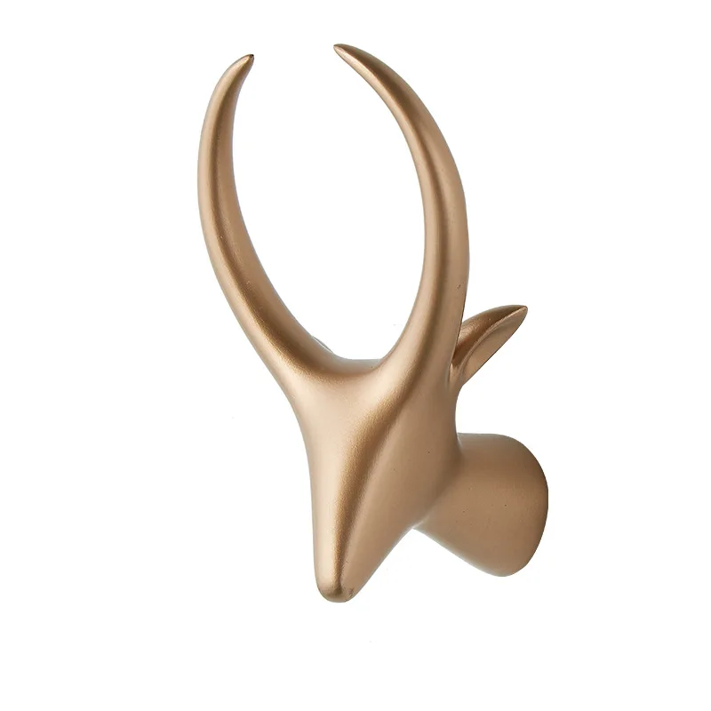 Крючок с головой животного креативный скандинавский крючок для ключей настенное украшение для дома Смола пробивая жираф-олень лошадь слон - Цвет: goat gold