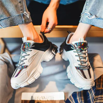 

Men's sports shoes new breathable lace-up men's mesh shoes fashion outdoor leisure non-slip men's vulcanized shoes Masculino