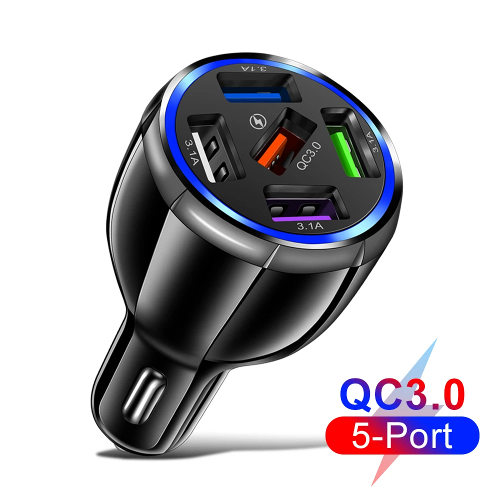 iphone car charger 5 Ports Charger in Car Quick USB Car Charger Mobile Phone Fast Charging Charger Adapter in Car For iPhone 12 Xiaomi Huawei GPS car phone charger for iphone