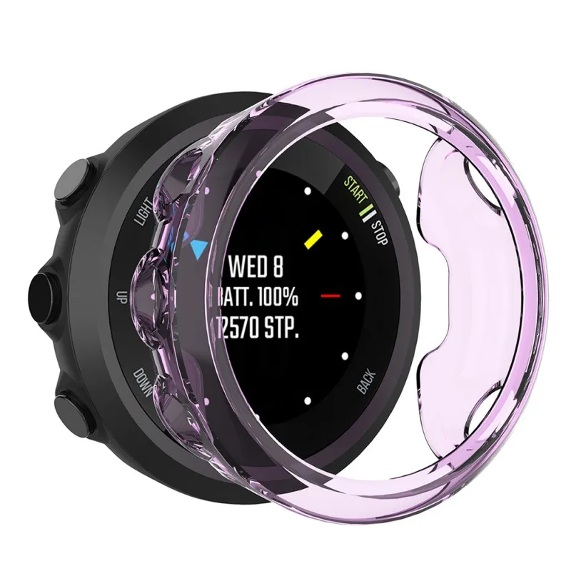 Серый Purpel Ударопрочный прозрачный ТПУ чехол 42 мм совместимый для Garmin Forerunner 45S PC защитный чехол 5 цветов - Цвет: Серый Purpel