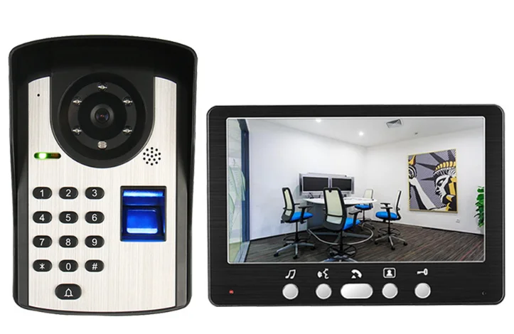 1Monitor 1Camera Новое поступление, домашняя система безопасности, домофон, дверной звонок ", видео-телефон/домофон, HD камера с функцией отпечатков пальцев и паролем - Цвет: 1Monitor 1Camera