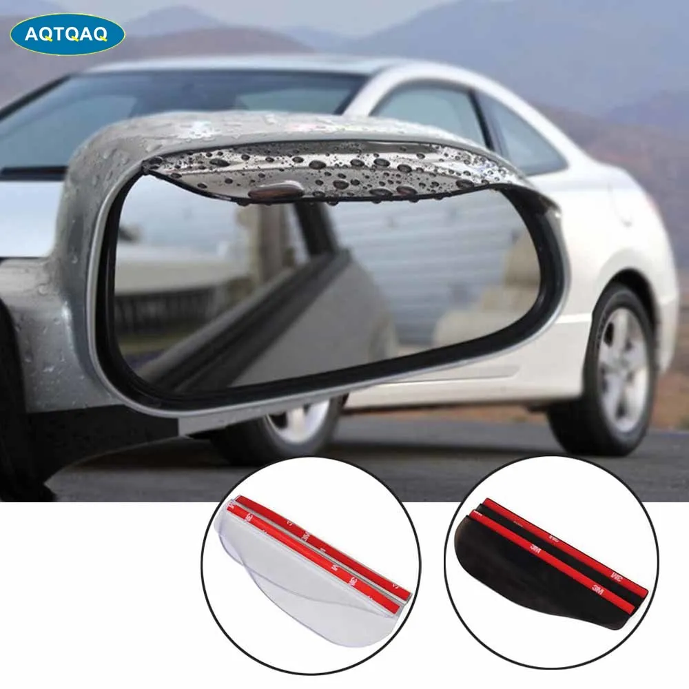 

1Pair Universal PVC Car Rear view Mirror sticker rain eyebrow Weather Strip Rain Shield Shade Cover Protector Guard Bendable