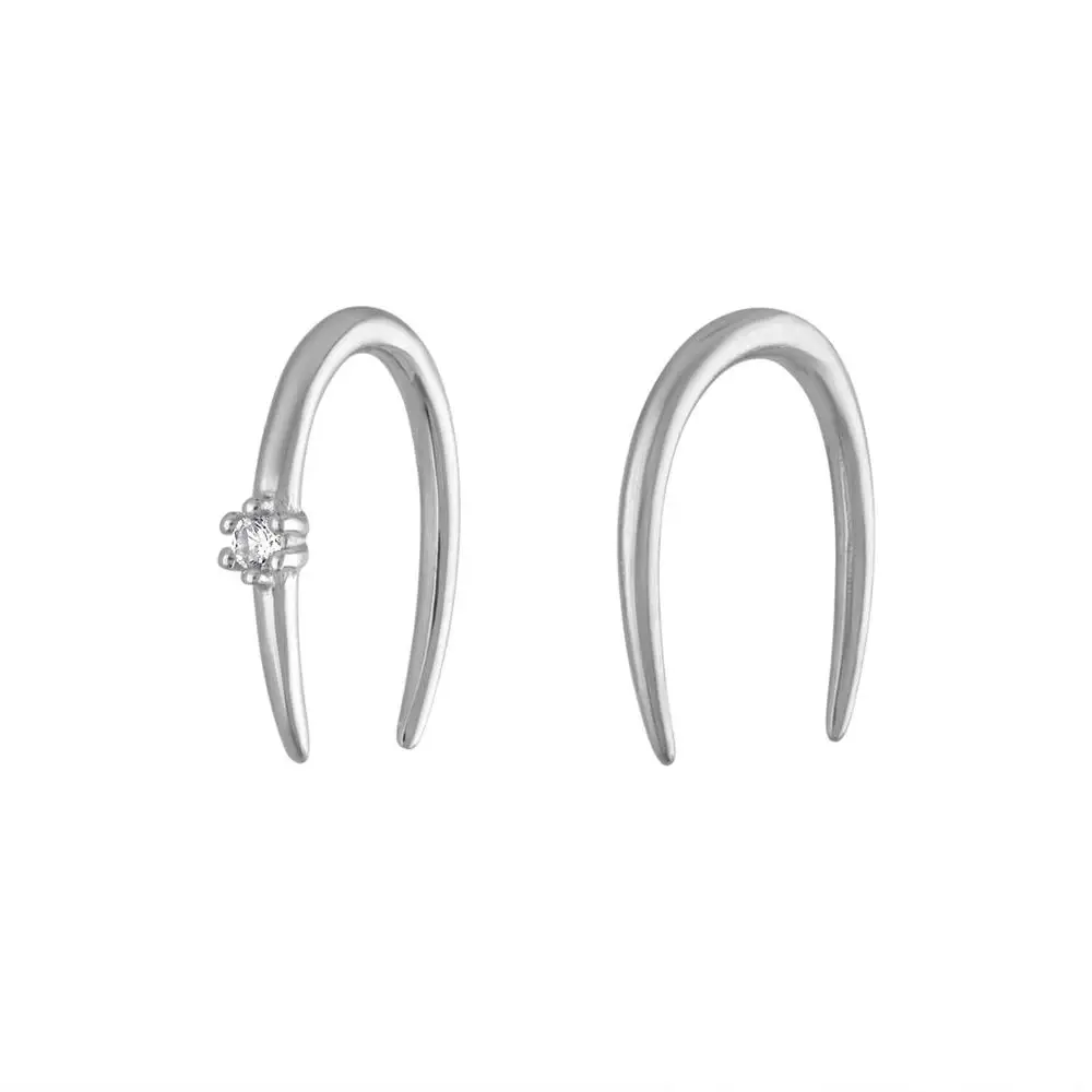 Женские серьги-кольца, 925 пробы, серебряный, золотой - Окраска металла: Silver Hoop Earring