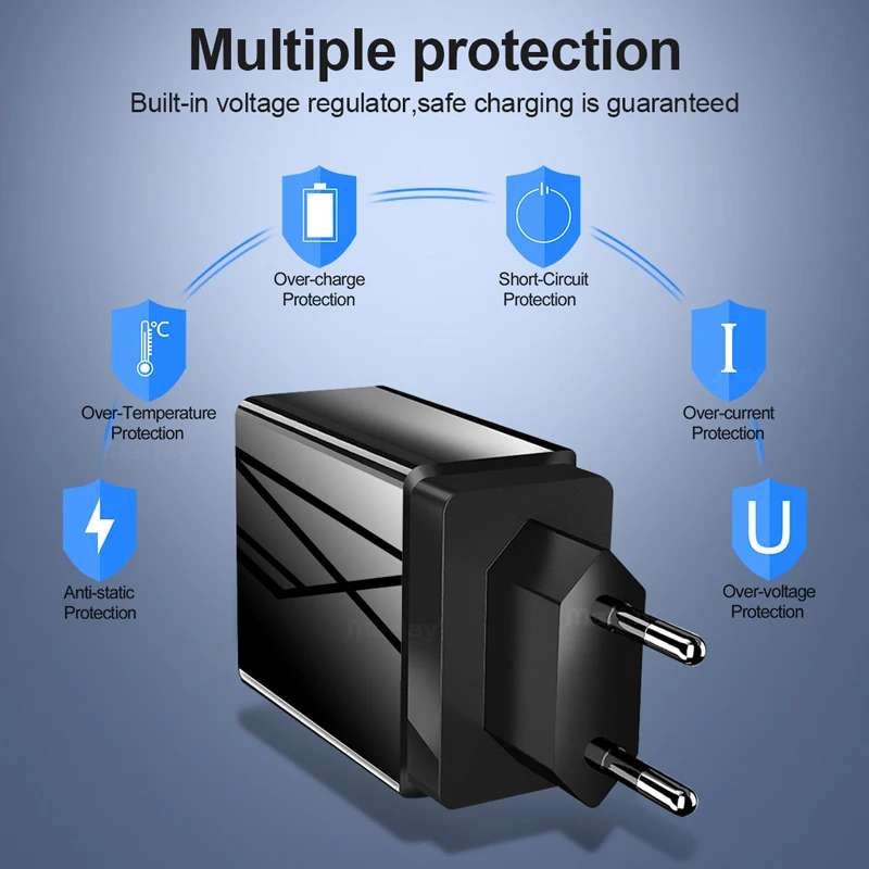 3 порта USB зарядное устройство для телефона, ЕС, США, светодиодный дисплей, 5 В, 3.1A, быстрая зарядка, смарт-зарядное устройство для мобильного телефона для iphone, samsung, Xiaomi