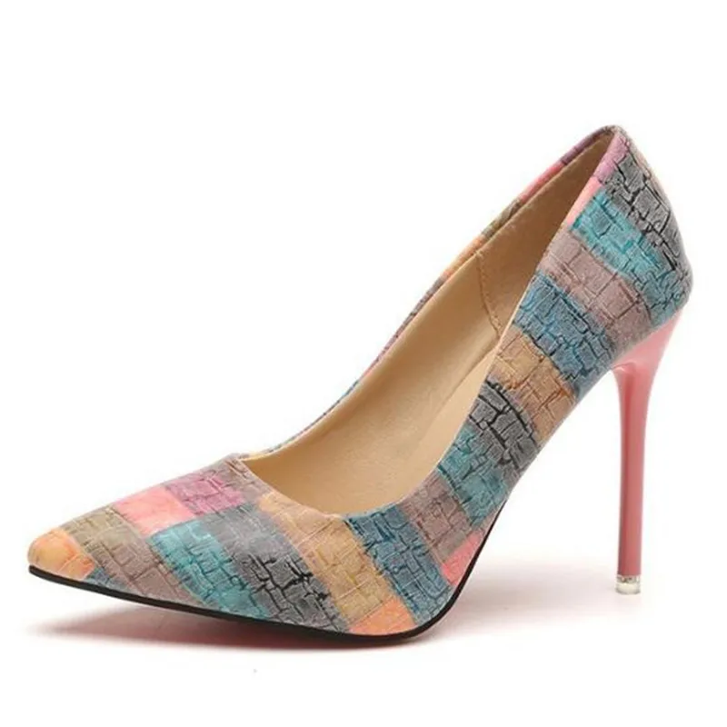 Women Shoes Women Pumps PU Slip On 10CM Thin High Heels Pointed Toe Dress Sexy Party Wedding Office & Career Shallow 2020 Blue