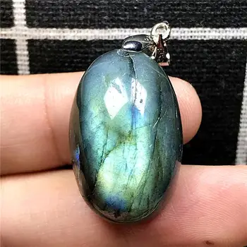 

Natural Blue Yellow Light Labradorite Pendant Jewelry For Woman Lady Man Crystal Silver 28x21x11mm Moonstone Beads Stone AAAAA