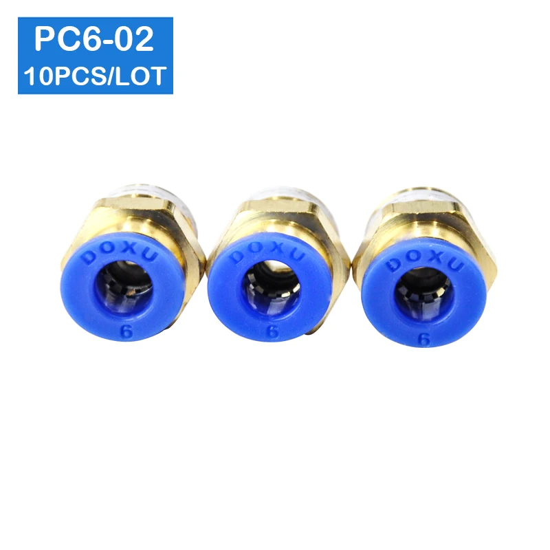 Высокое качество 10 шт BSPT PC6-02, 6 мм до 1/" Пневматические соединители мужские прямые фитинги в одно касание