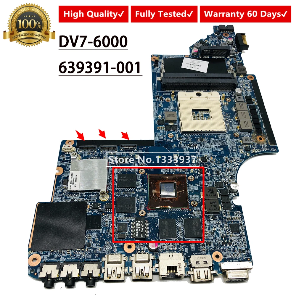 Материнская плата для ноутбука hp Pavilion DV7 DV7-6000 HM65 639391-001