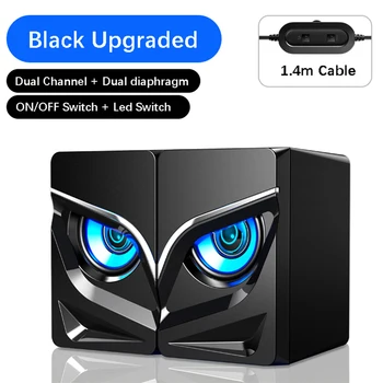 

USB Wired 2.0 Computer Speakers with Special LED Owl Eyes Design, 3D HI-FI Stereo Heavy Bass Full Range Speaker for PC Game