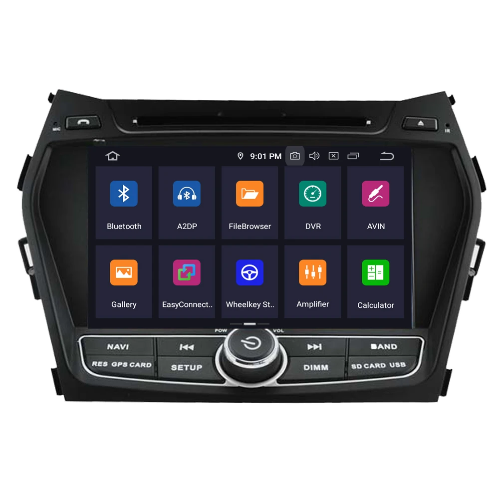 Perfect RoverOne Car Radio DVD GPS For Hyundai IX45 Santa Fe Android 9.0 Octa Core Touchscreen Multimedia Player Head Unit Bluetooth 4