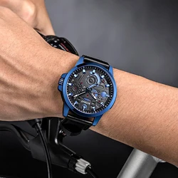 RUIMAS Reloj de pulsera deportivo para hombre, cronógrafo de cuarzo con espejo Hardlex, resistente al agua, de calidad, luminoso