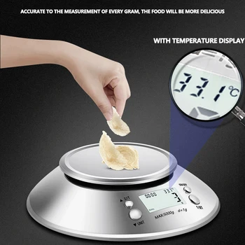 

5kg/1g Digital Kitchen Scale Stainless Steel Food Libra Weight Sensor LCD Electronic Kitchen Scales Weight Sensor Bowl with bowl