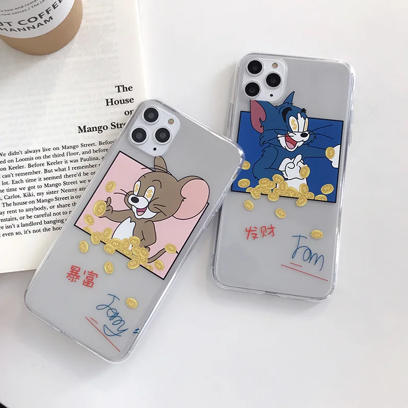 Мультяшный чехол для телефона с кошкой и мышкой для iPhone X, XR, Xs, Max, 8, 7, 6, 6s Plus, 11 Pro, Max, Ультратонкий Мягкий чехол-накладка из ТПУ