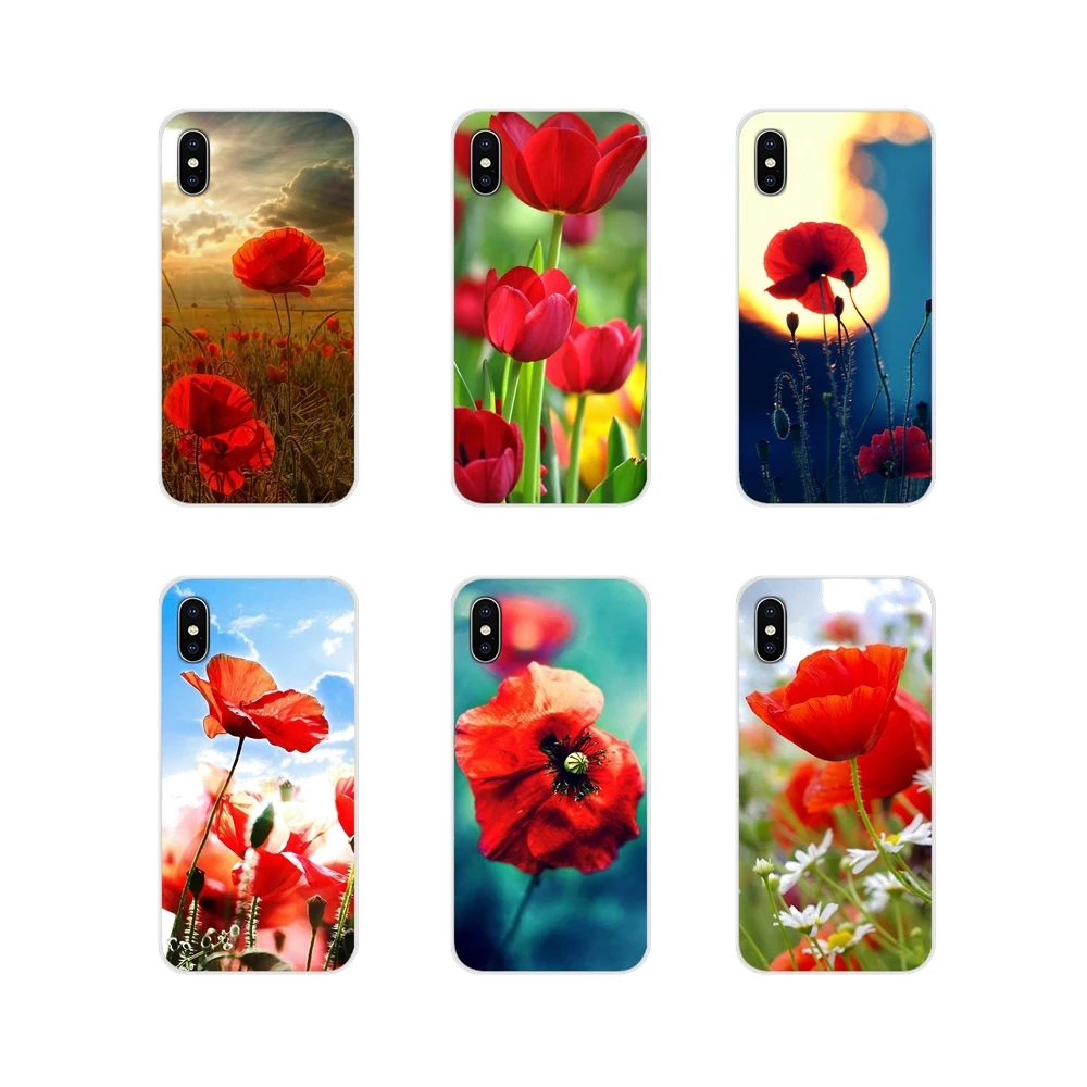 Аксессуары чехлы для телефонов Чехлы с рисунком макового цветка Samsung A10 A30 A40 A50 A60
