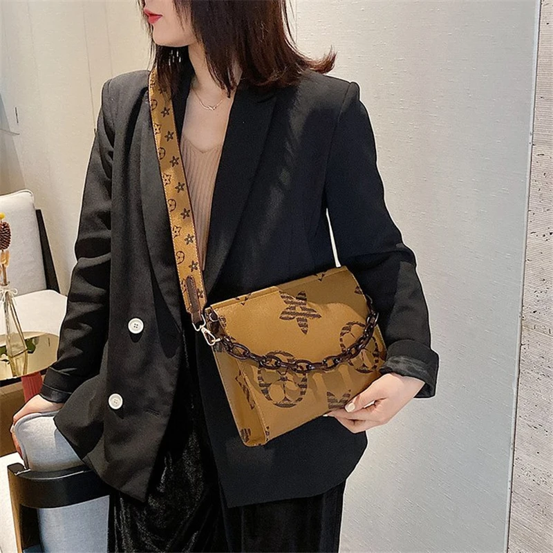 Цветок Ретро цепи сумки на плечо печатных Sac люкс Bolsas для женщин вечерний клатч бренда Луи Дамская винтажная модная сумочка