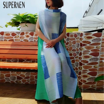

SuperAen Europe Sleeveless Dress Women 2019 Spring and Summer New Wild Ladies Dress Printed Cotton Women Clothing