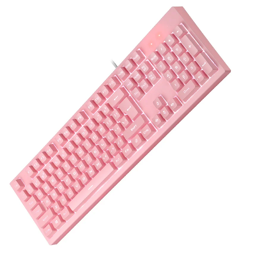 Pink Gaming Keyboard Wired USB LED Backlight 104 Key Cap for Laptop Gamer |