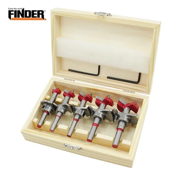 

5pcs Professional Forstner Drill Bit Set Self Centering Wood Hole Saw Cutter Adjustable Flat Wing Drill Set Woodworking Tools