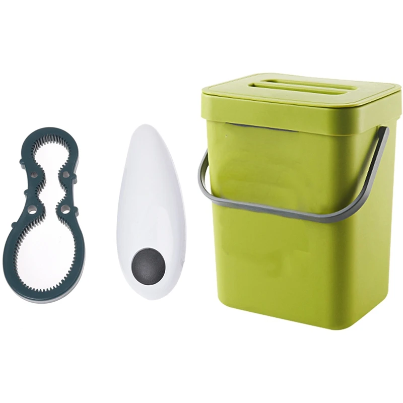 1Pcs One Press Electric Auto Hands Free Jar Can Tin Opener &amp Trash with Lid Under Sink Green Plastic | Дом и сад