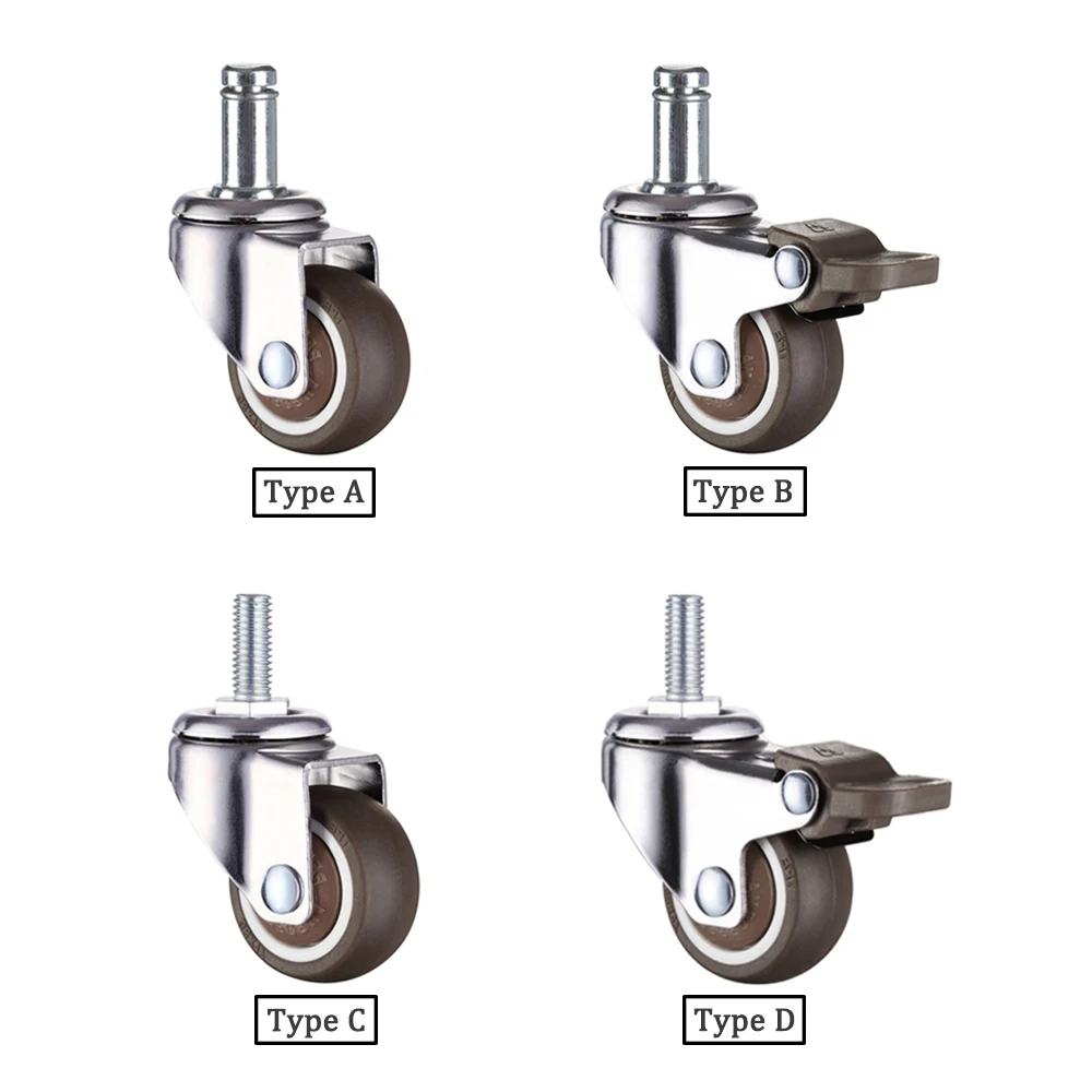 

1/5PCS 1/1.25/1.5/2 Inch 360 Degree Swivel Caster Rubber wheels Office Chair Caster Wheels No Noise Wheels caster wheels