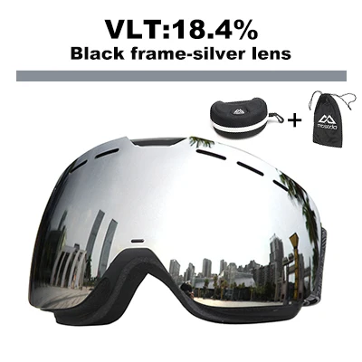 Mosodo магнитные лыжные очки сноуборд снегоход противотуманные лыжные очки снег большие сферические зимние лыжные очки осветляющие Лен - Цвет: silver lens