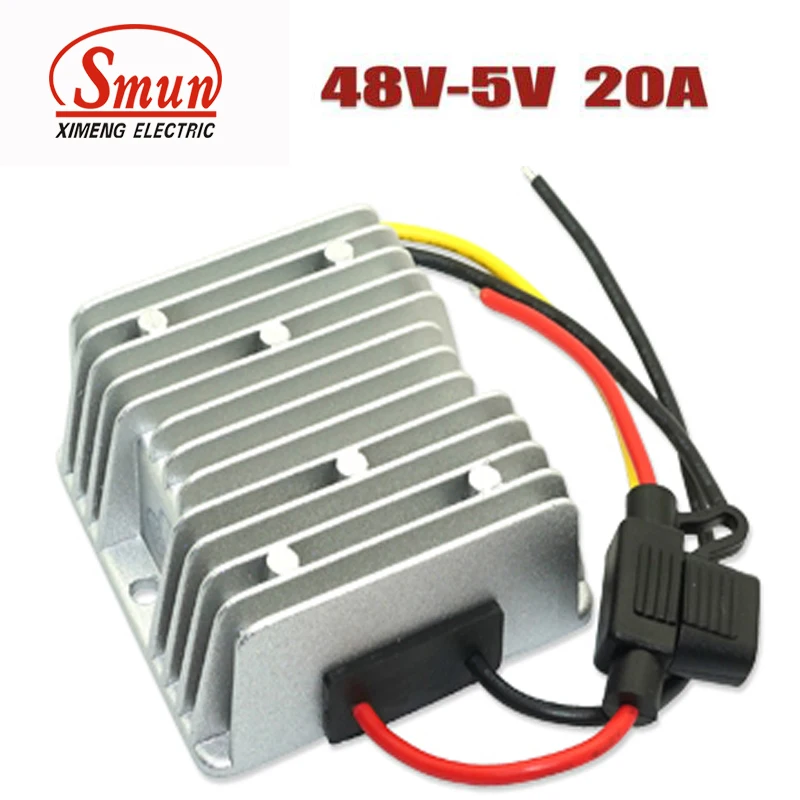 

SMUN 48VDC to 5VDC 20A 100W Step Down Isolated DC-DC Converter With Waterproof IP68 Level