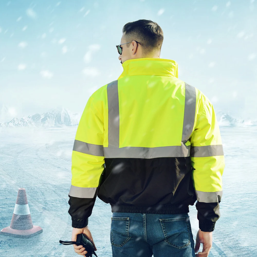 

SFVest High Visibility Reflective Cotton Coat Waterproof Rain Luminous Safety Outdoor Warning Safety Winter Cotton Jacket