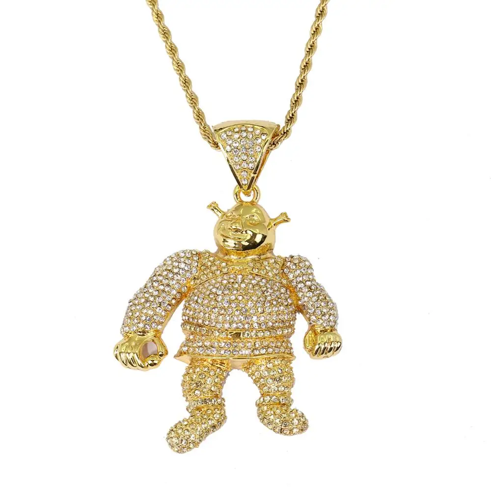 

2 Colors Bling Bling Iced Out Large Size Cartoon Movie pendant Hip hop Necklace Jewelry 30inch Franco chain N638