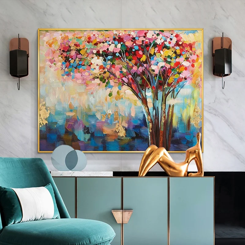 Tree Life Canvas Painting Wall Art | Oil Painting Paintings Living Room -  Abstract - Aliexpress