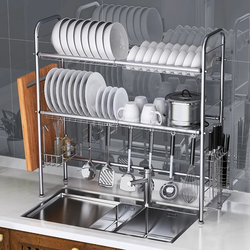 

304 stainless steel bowl rack sink drain rack kitchen storage rack sink drain bowl dish rack 2 floor