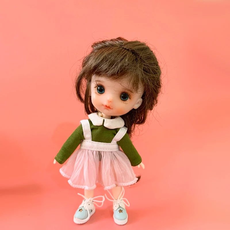2 шт. Ob11 платье для малышей Кукла костюм юбка на подтяжках 1/12 BJD красота узел свинья GSC глиняная кукла платье газовая юбка и длинная футболка