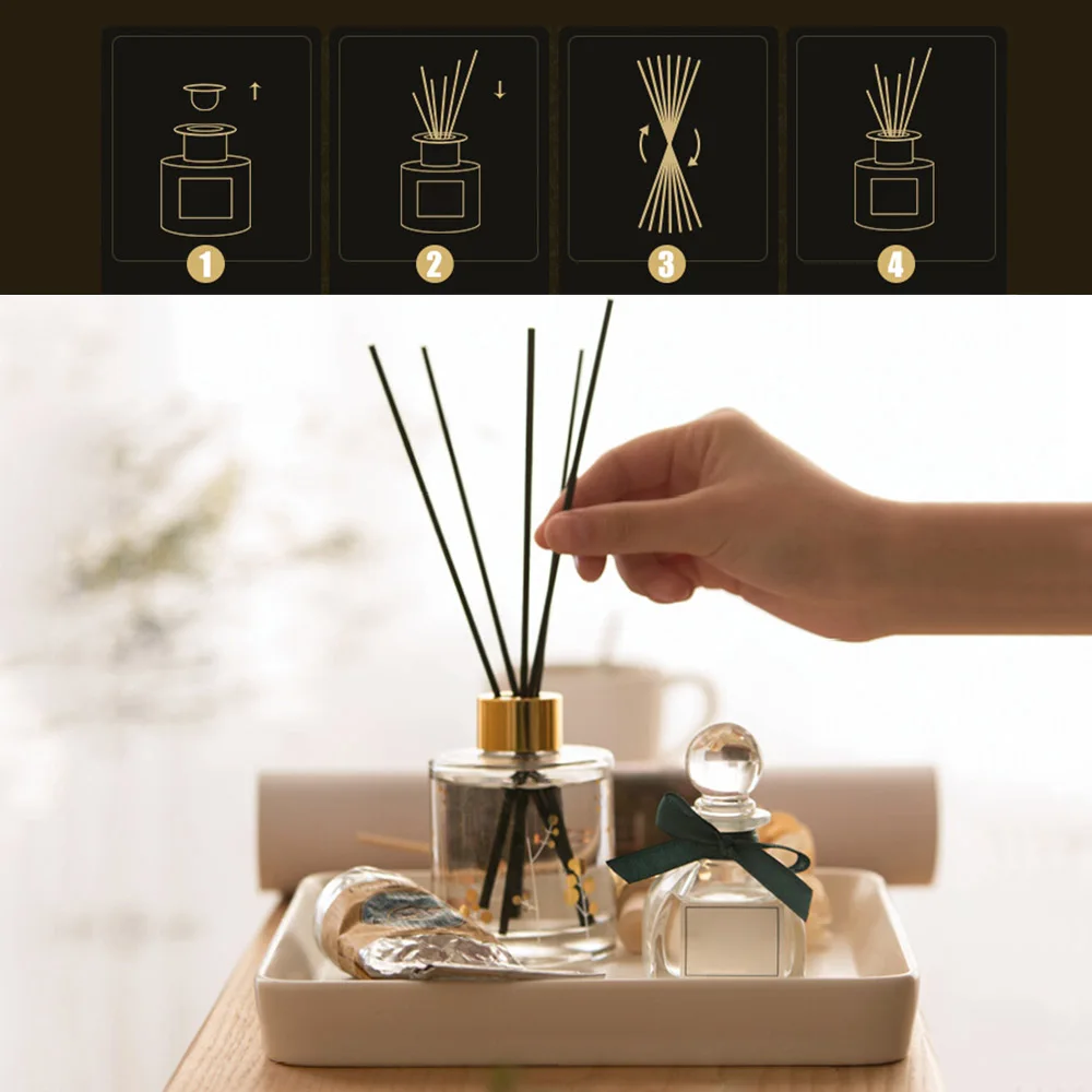 100pcs/ Home Bathrooms Decor Lot Black Aromatherapy Stick Rattan Reed Fragrance Oil Diffuser Replacement Refill Sticks Party