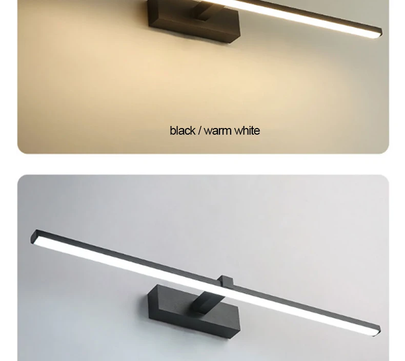 vintage wall lights Black/White 0.4-1.2M Modern Mirror Lights Anti-fog LED Bathroom lights dressing table/toilet/bathroom mirror lamp Fixtures wall light with switch