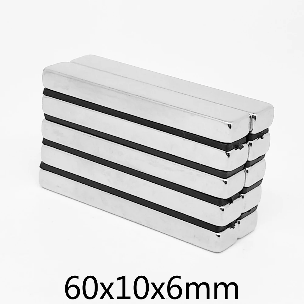 

1/2/5/10/15PCS 60x10x6mm Strip Thick Powerful Strong Magnetic Magnets 60*10*6 N35 Block Permanent NdFeB Magnet 60x10x6