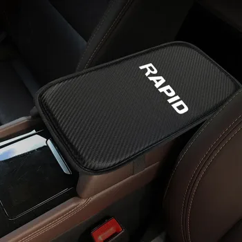

Car Center Console Arm Rest Seat Box Pad for Skoda RAPID Vehicle Protective Pad Carbon Fiber Styling Pu Leather