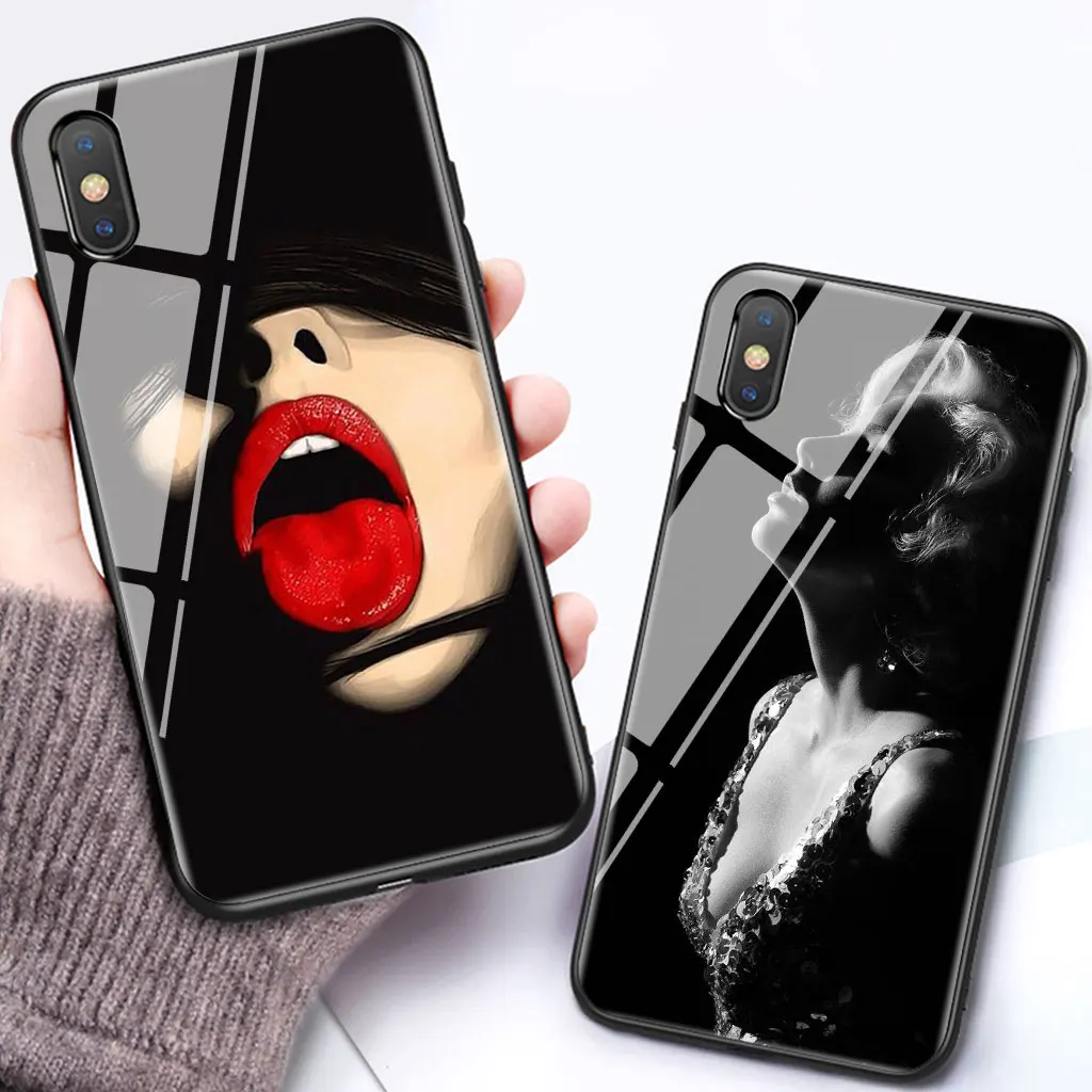 

Luxury glass case for iphone xr x xs max 8 plus 7 7plus 6 6s 5 5s se fashion phone coque 8plus shockproof back cover protector