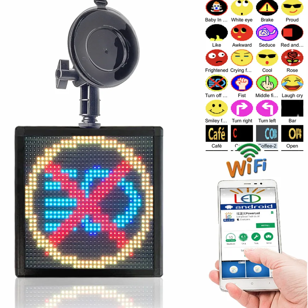 

12v P4MM RGB Wifi Programmable Scrolling Message GIF Animation LED Display Board Creative LED Sign for Taxi Truck Bus Window
