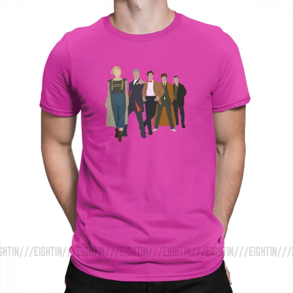 Doctor Who All Five Modern Doctors T-Shirts New Costume Male Cool New Design T Shirts Short Sleeved Tees Pure Cotton Plus Size - Цвет: Fuchusia