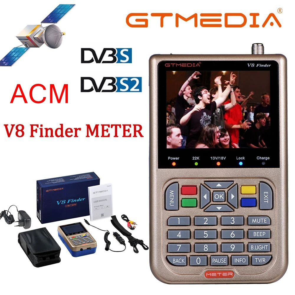 

Brazil Stock GTMEDIA V8 Finder Meter Satellite Finder HD Digital Satfinder Support DVB S DVB S2 S2X Network 3.5" LCD Screen ACM