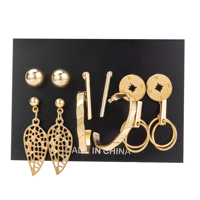 BLINLA Fashion New Stainless Steel Acrylic Crystal Stud Earrings for Women Jewelry Vintage Roman Numerals Smmaallye Earring 2021 SET 7