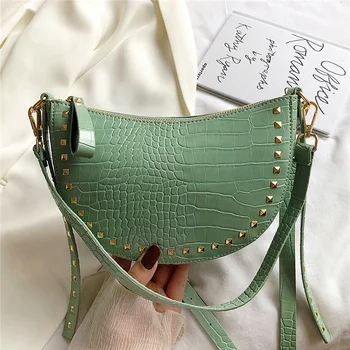 

New Rivets Saddle Shoulder Crossbody Bags for Women 2020 Luxury Design Handbags Ladies Messenger Bag Clutches Female Purses