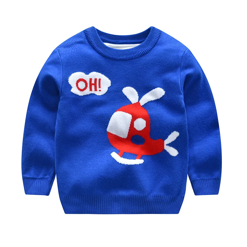 Осенне-зимние свитера для мальчиков и девочек; Хлопковые вязаные топы с рисунками; детский пуловер; детская теплая футболка; мягкий свитер в полоску - Цвет: 9