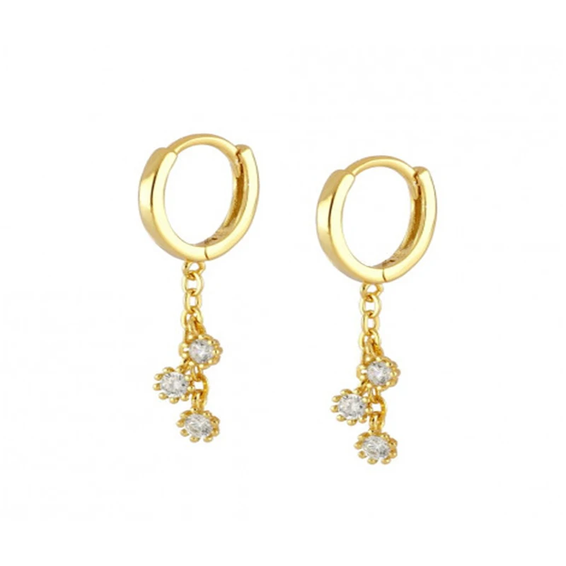 925 Sterling Silver Cross Star Pendant Earrings European and American Zircon Hoop Earring For Women Pendientes Brincos  Jewelry