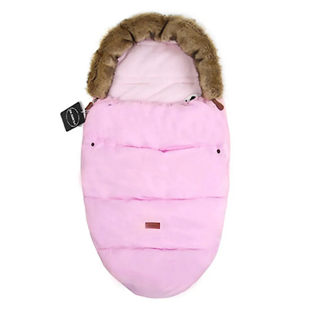 Милые зимние теплые спальные мешки для новорожденных; плотные пуховые хлопковые пеленки-кокон для малышей; одеяло для младенцев; спальные мешки - Цвет: pink
