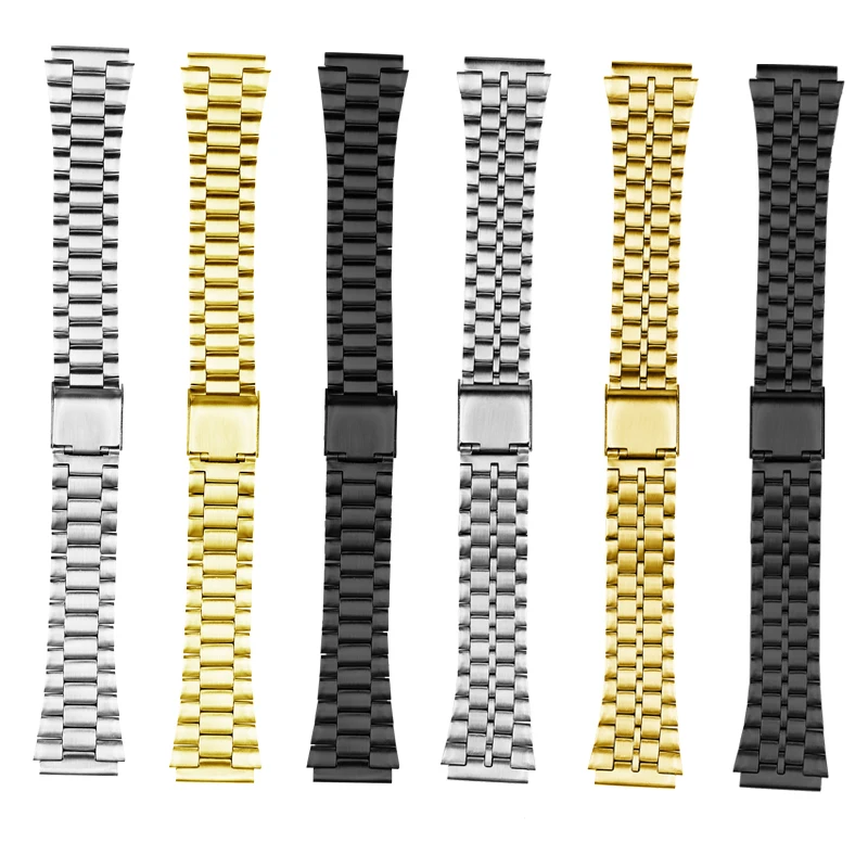 Pulseira de Aço Fino para Pulseira Casio A158 A159 A168 A169 B650 Aq230 700 A158w A168 Classic Ae1200 Prata e Metal Preto 18 mm - Image 4