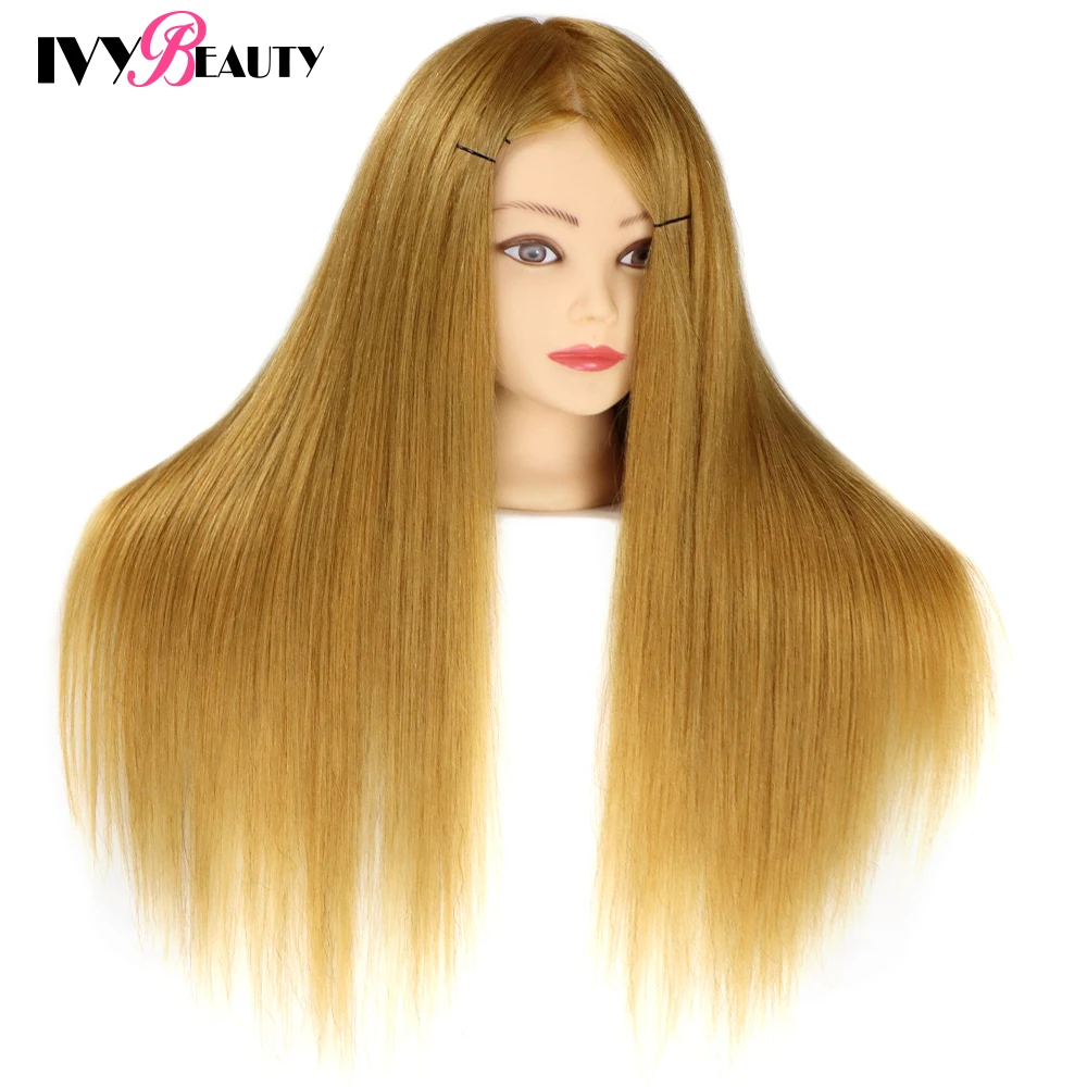 Female Mannequin Training Head And Stand For Hairdressers Hairstyles 85% Human Hair Training Head For Braid Hairdressing Head