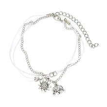 Крест-граница стиль богемный слон солнце многоярусный ножной браслет ретро Подсолнух животных Кожа Веревка бусины браслет на ногу