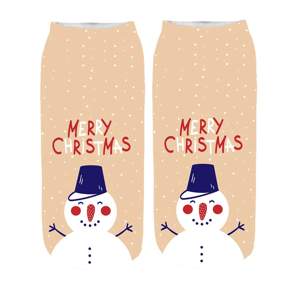 Модные зимние носки женские удобные модные унисекс рождественские Веселая 3D-печать повседневные носки милые укороченные носки Y806 - Цвет: K