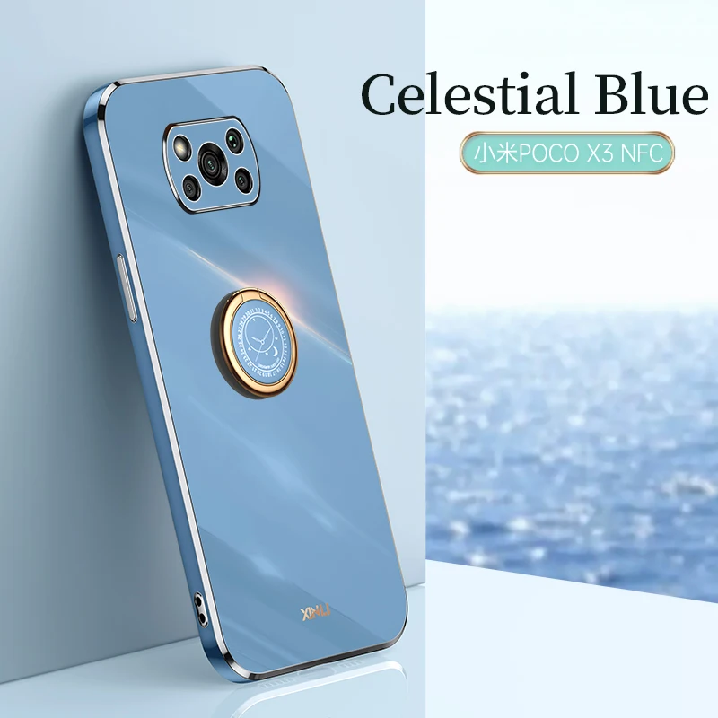 Mobiox Case for Xiomi Redmi Note 10 11 Poco X3 NFC F3 GT M3 X3 Pro 5G 11t 10t pro 10 lite Plating Silicone Ring Stand Cover Case