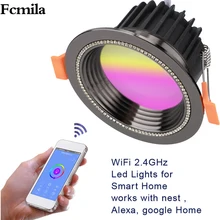 

LED Smart WIFI Downlight 10W 3.7inch Thick aluminum Recessed Spot Lighting Bedroom Kitchen Lighting AC85-265V Alexa/Google Home